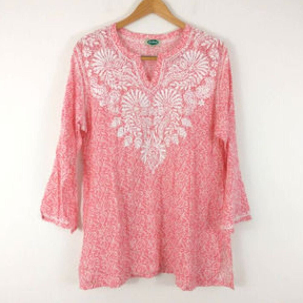 Dolman Pink Embroidered  Embellished Tunic Size Medium 2407 - Picture 3 of 13